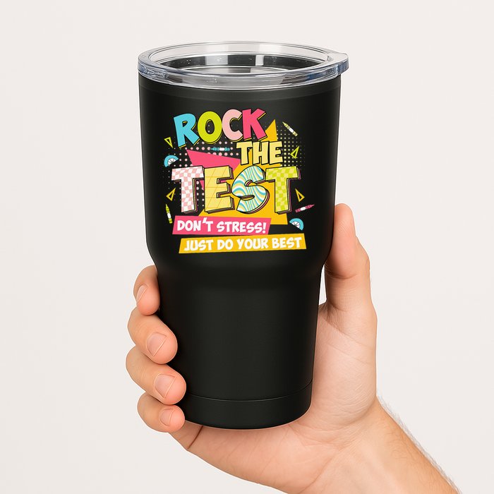 Rock The Test Day Motivational Retro Teachers Testing Day Tumbler