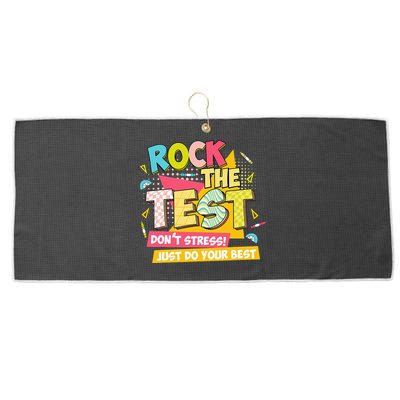 Rock The Test Day Motivational Retro Teachers Testing Day Large Microfiber Waffle Golf Towel