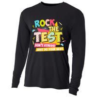Rock The Test Day Motivational Retro Teachers Testing Day Cooling Performance Long Sleeve Crew