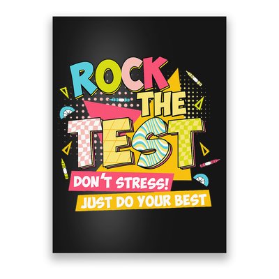 Rock The Test Day Motivational Retro Teachers Testing Day Poster