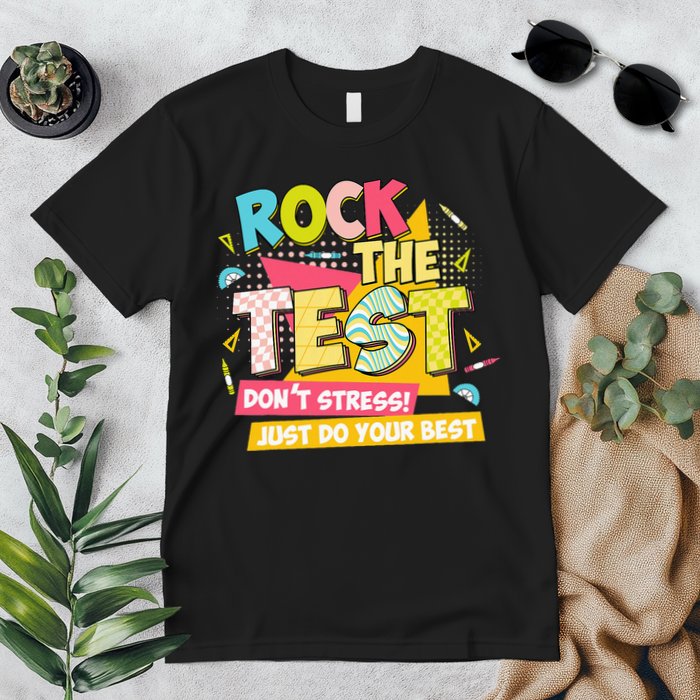 Rock The Test Day Motivational Retro Teachers Testing Day Premium T-Shirt