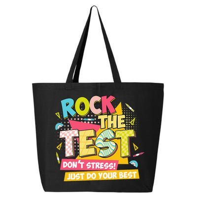 Rock The Test Day Motivational Retro Teachers Testing Day 25L Jumbo Tote