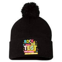 Rock The Test Day Motivational Retro Teachers Testing Day Pom Pom 12in Knit Beanie