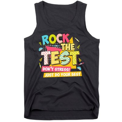 Rock The Test Day Motivational Retro Teachers Testing Day Tank Top