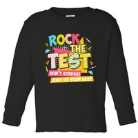 Rock The Test Day Motivational Retro Teachers Testing Day Toddler Long Sleeve Shirt