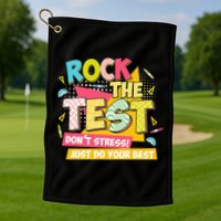 Rock The Test Day Motivational Retro Teachers Testing Day Golf Towel