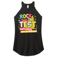 Rock The Test Day Motivational Retro Teachers Testing Day Women's Perfect Tri Rocker Tank