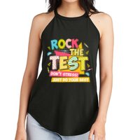 Rock The Test Day Motivational Retro Teachers Testing Day Women's Perfect Tri Rocker Tank