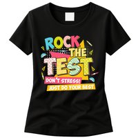 Rock The Test Day Motivational Retro Teachers Testing Day Womens T-Shirt