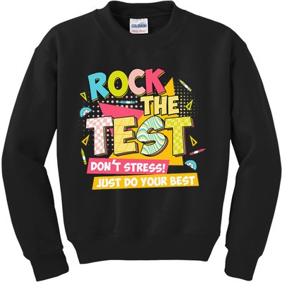 Rock The Test Day Motivational Retro Teachers Testing Day Kids Sweatshirt