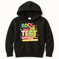 Rock The Test Day Motivational Retro Teachers Testing Day Kids Hoodie