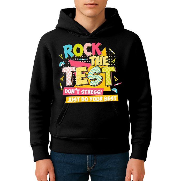 Rock The Test Day Motivational Retro Teachers Testing Day Kids Hoodie