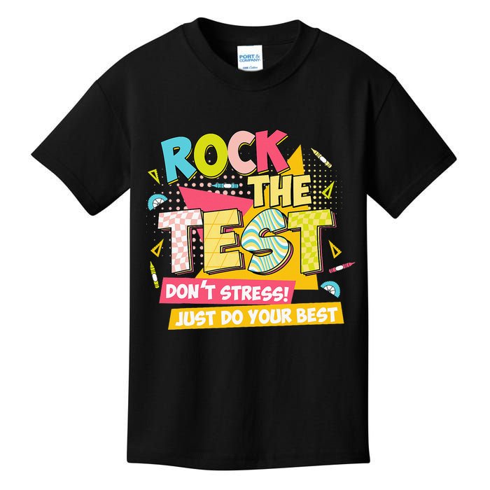 Rock The Test Day Motivational Retro Teachers Testing Day Kids T-Shirt