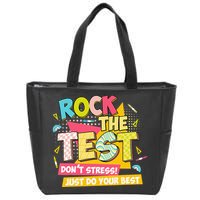 Rock The Test Day Motivational Retro Teachers Testing Day Zip Tote Bag