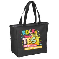Rock The Test Day Motivational Retro Teachers Testing Day Zip Tote Bag