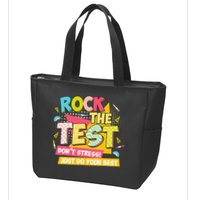 Rock The Test Day Motivational Retro Teachers Testing Day Zip Tote Bag