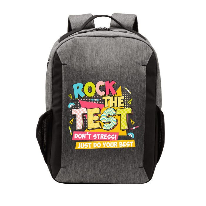 Rock The Test Day Motivational Retro Teachers Testing Day Vector Backpack