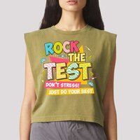 Rock The Test Day Motivational Retro Teachers Testing Day Garment-Dyed Women's Muscle Tee