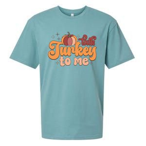 Retro Talk Turkey To Me Funny Thanksgiving And Season Gift Sueded Cloud Jersey T-Shirt