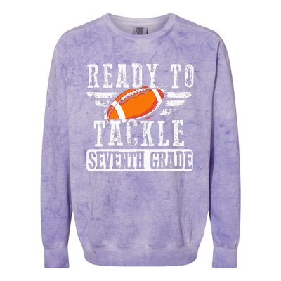 Ready To Tackle Seventh Grade Football Ball Back To School Colorblast Crewneck Sweatshirt