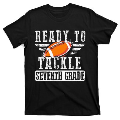 Ready To Tackle Seventh Grade Football Ball Back To School T-Shirt