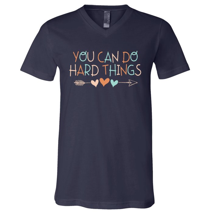 Rock The Test Day Teacher You Can Do Hard Things V-Neck T-Shirt