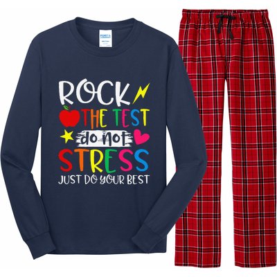 Rock The Test Do Not Stress Test Day Testing Motivational Long Sleeve Pajama Set