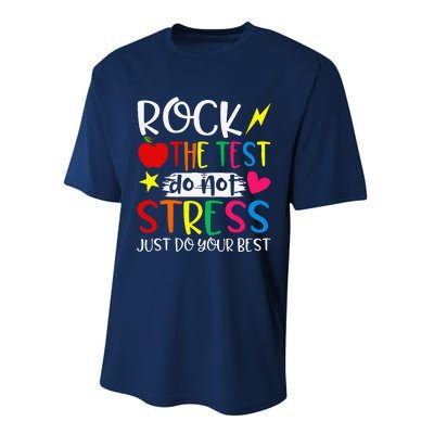 Rock The Test Do Not Stress Test Day Testing Motivational Performance Sprint T-Shirt