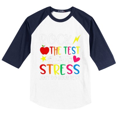 Rock The Test Do Not Stress Test Day Testing Motivational Baseball Sleeve Shirt