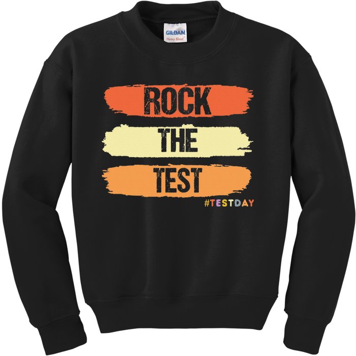 Rock The Test Testing Day Retro Motivational Teacher Student Kids Sweatshirt