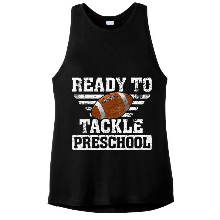 Ready To Tackle Preschool Football First Day Of School Ladies PosiCharge Tri-Blend Wicking Tank