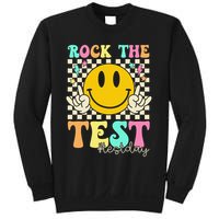 Rock The Test Testing Day Retro Smile Face Teacher Student Sweatshirt