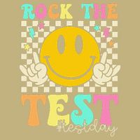 Rock The Test Testing Day Retro Smile Face Teacher Student Mousepad