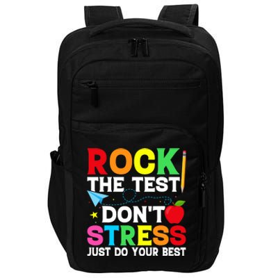 Rock The Test Testing Day Retro Motivational Teacher Student Impact Tech Backpack