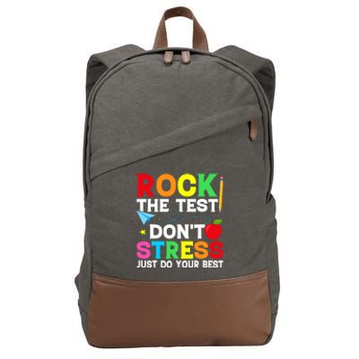 Rock The Test Testing Day Retro Motivational Teacher Student Cotton Canvas Backpack