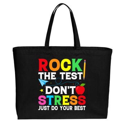 Rock The Test Testing Day Retro Motivational Teacher Student Cotton Canvas Jumbo Tote