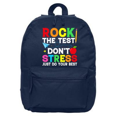 Rock The Test Testing Day Retro Motivational Teacher Student 16 in Basic Backpack