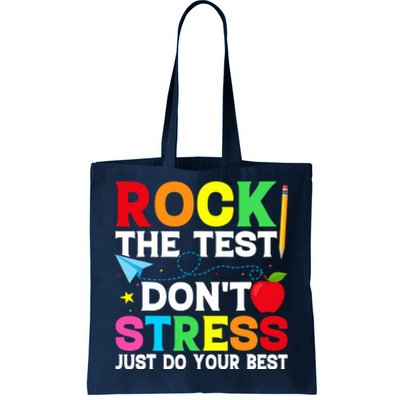 Rock The Test Testing Day Retro Motivational Teacher Student Tote Bag