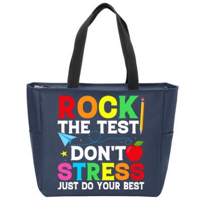 Rock The Test Testing Day Retro Motivational Teacher Student Zip Tote Bag