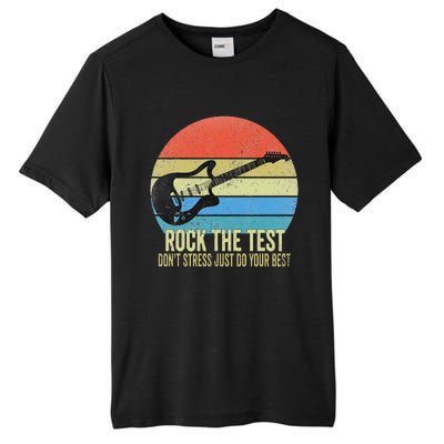 Rock The Test Dont Stress Test Day Funny Testing Day Teacher Tall Fusion ChromaSoft Performance T-Shirt