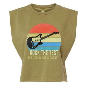 Rock The Test Dont Stress Test Day Funny Testing Day Teacher Garment-Dyed Women's Muscle Tee