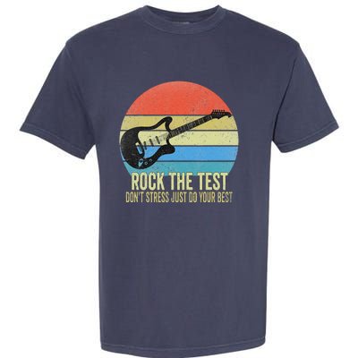 Rock The Test Dont Stress Test Day Funny Testing Day Teacher Garment-Dyed Heavyweight T-Shirt