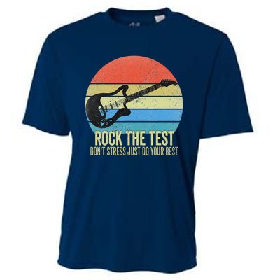 Rock The Test Dont Stress Test Day Funny Testing Day Teacher Cooling Performance Crew T-Shirt