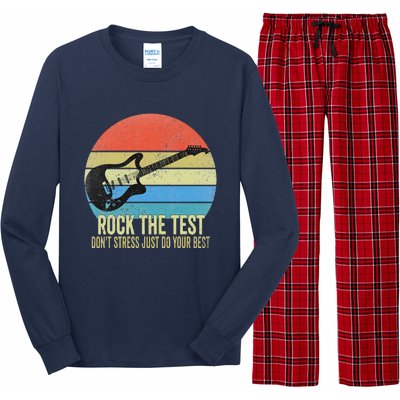 Rock The Test Dont Stress Test Day Funny Testing Day Teacher Long Sleeve Pajama Set