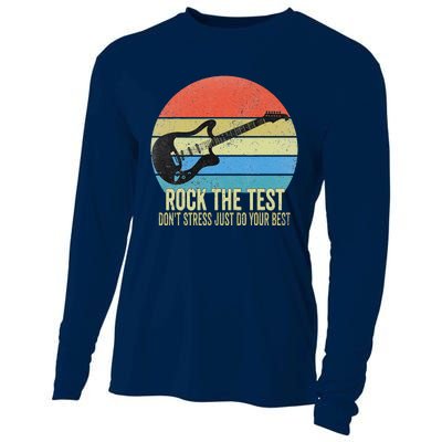 Rock The Test Dont Stress Test Day Funny Testing Day Teacher Cooling Performance Long Sleeve Crew