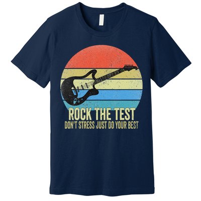 Rock The Test Dont Stress Test Day Funny Testing Day Teacher Premium T-Shirt