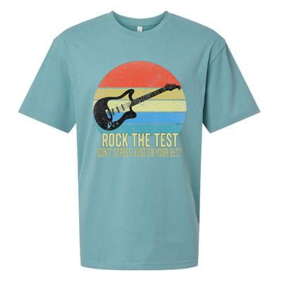 Rock The Test Dont Stress Test Day Funny Testing Day Teacher Sueded Cloud Jersey T-Shirt