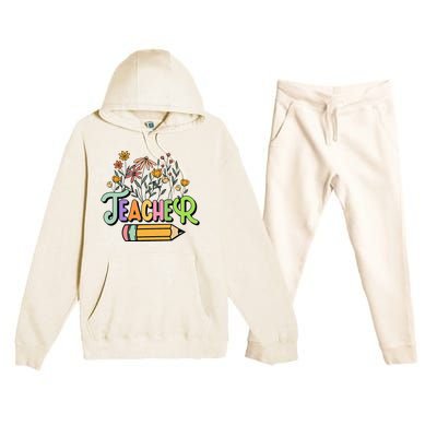 Retro Teacher Teacher for  Best Teacher Gifts Premium Hooded Sweatsuit Set