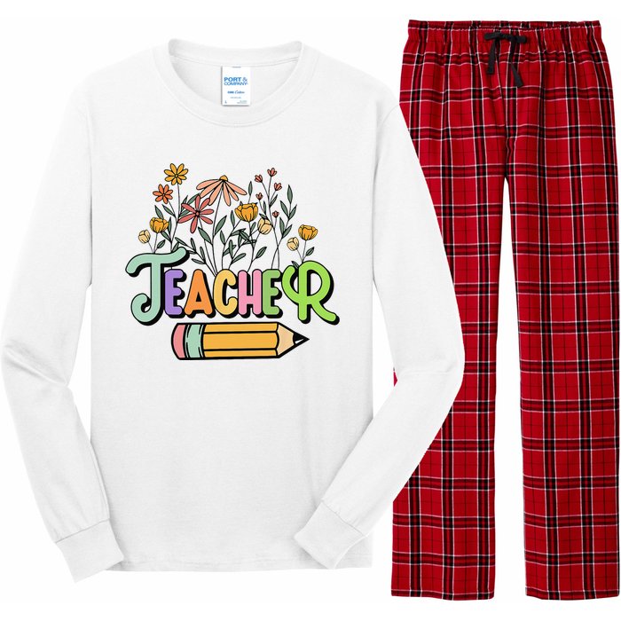 Retro Teacher Teacher for  Best Teacher Gifts Long Sleeve Pajama Set