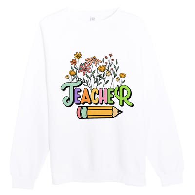 Retro Teacher Teacher for  Best Teacher Gifts Premium Crewneck Sweatshirt